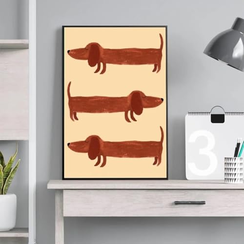 Affiche chien teckel drôle 40x60cm pour décoration salon moderne