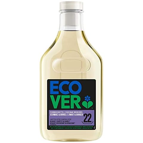 Ecover Feinwaschmittel Schwarz & Dunkel - Limette & Lotus (1 L/22 Waschladungen), Flüssigwaschmittel mit pflanzenbasierten Inhaltsstoffen, Ecover Waschmittel für dunkle Wäsche Cover
