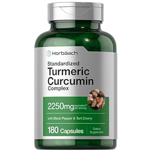 Horbaach Turmeric Supplement with Black Pepper 2250mg | 180 Capsules | with Bioperine & Tart Cherry | Non-GMO, Gluten Free Supplement