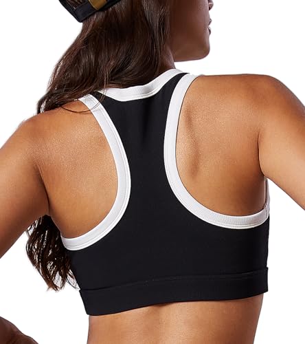 Move With You Womens Ribbed Sports Bra Tank With Padding Workout Fitness High Neck Racerback Yoga Bra thumb #1