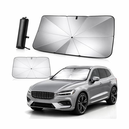 Image of Sulfar Car Sun Shade,for Car Front Windshield, Umbrella Sun Shade Cover, Foldable UV Reflector and Heat, Sunshade for Cars, Fits Most Vans SUVS (57 x 31 in)