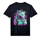 House DJ Cat 80s 90s Kitten Sunset Rainbow DJ Cat Kitty Performance T-Shirt
