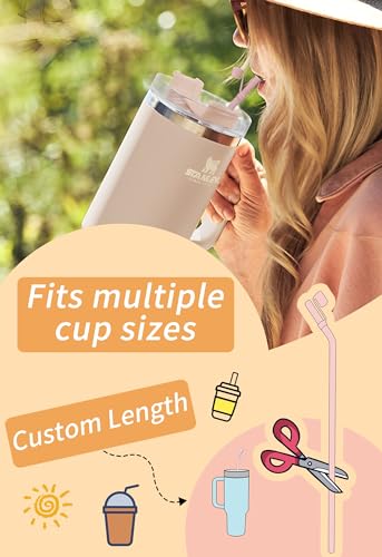Image of Doboli 12 Pack Replacement 12&13 inch Long Silicone Straw With Straw Cover,Compatible with Stanley 40 oz 30 oz Cup Tumbler, Reusable Straws with Cleaning Brush,for Stanley Tumbler Accessorie