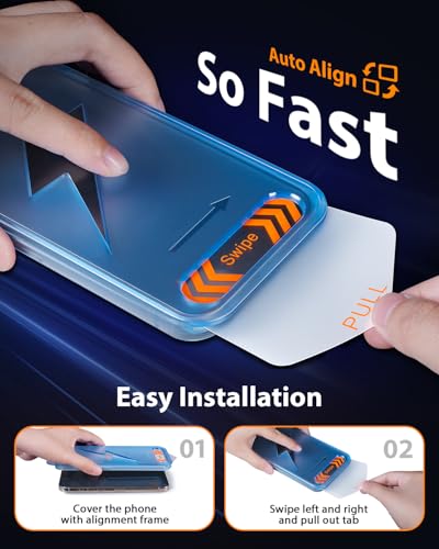 Image of Mkeke for iPhone 17 Screen Protector 3 Pack, [9H+ Hardness] [Military-Grade Drop Protection] [Sensitive Touch] [Easy Installation] [HD Clear] Full Edge Coverage Tempered Glass