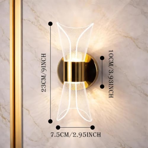 Image of fizzytech Crystal Aura LED Wall Light, Gold Finish Decorative Wall Lamp with 3 Colour Changing Modes for Living Room, Bedroom, Hallway & Home Decor, Pack of 2