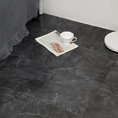 Peel And Stick Floor Tile, Black Grey Marble Vinyl Flooring, Durable And Waterproof For Update Bathroom Kitchen Basement, 11.8X11.8In, 10 Pcs #TOP6