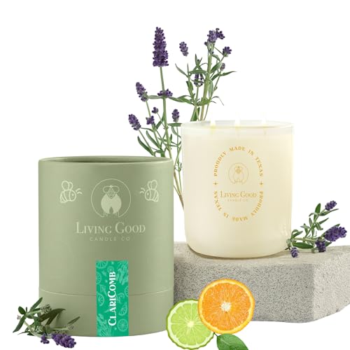 Claricomb - Lavender & Bergamot Pure Beeswax Candle – 90+ Hours L...