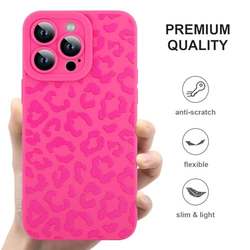 Image of ZIYE for iPhone 14 Pro Case Hot Pink Leopard Pattern Phone Case