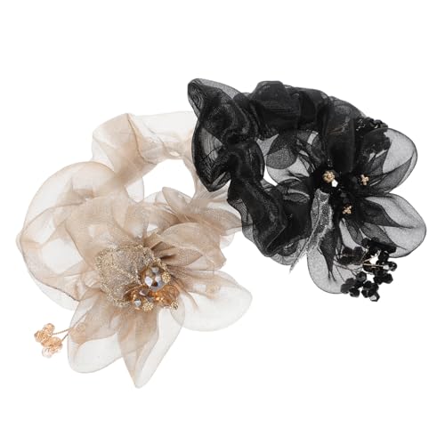 DEARMAMY 2Piezas Elásticas Color Champán y Accesorios Versátiles Para Mujeres y Niñas