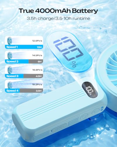 Image of Otlonpe Handheld Misting Fan Portable, Powerful 4 High Speeds Rechargeable Small Hand Held Fan Water Mist, 4000mAh Battery Operated, Foldable, Lanyard, Personal Cooling for Travel Men Wome