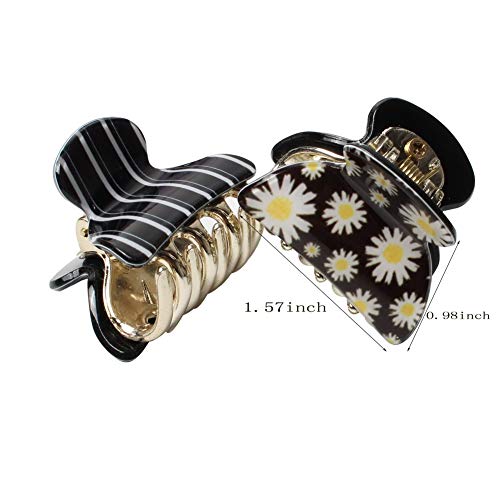 1.57 Inch Floral Printed Small Acrylic Hair Claw Clips For Girls And Women,Plastic No-Slip Grip Jaw Hair Clip Hair Jaw Clamp,Pack Of 12 (Color D) #TOP3