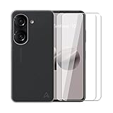 WDMYLFTW Case for Asus Zenfone 10 + [2 Pack] Glass Screen Protector Tempered Film - Transparent Silicone Soft Flexible Bumper Shockproof TPU Protective Cover Shell for Asus Zenfone 10 (Clear)