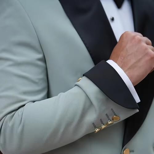 Men's Slim Fit 2 Piece Suit Set,Double Breasted Blazer Jacket Pants Tuxedo Set for Prom Wedding and Business3