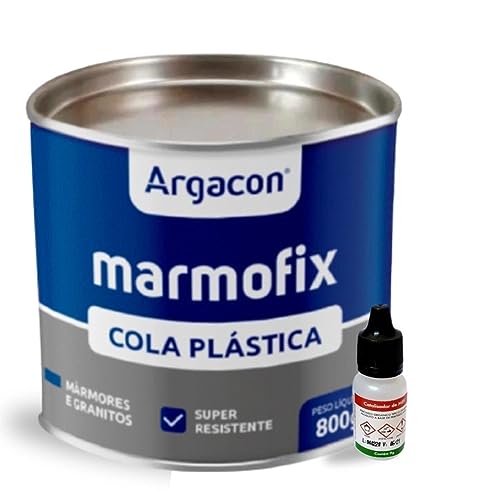 Massa Plástica Argacon Cola para Mármores Granitos Porcelanatos 800g (Branca)