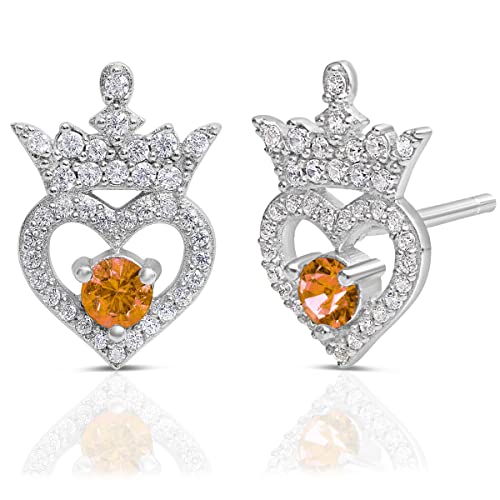 Boucles d'oreilles tiara en argent massif et zircone cubique avec pierre de naissance
