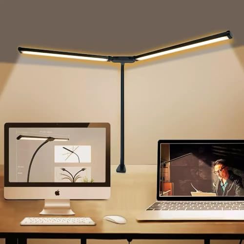 FOFOPE Desk Lamp 2 Head Modern Flexible Gooseneck Tall Dimmable Light for Home Office, Adjustable LED Desk Lamp for Reading Study, 1000lm 10W Extra Bright Lighting (2 Head)