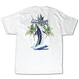 camisa guy harvey Genial Guy Harvey Palm Tree Splash S/S - Camiseta para hombre (talla XXXL), color blanco