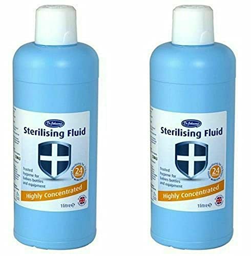 Dr Johnsons Highly Concentrated Sterilising Fluid - 1 Liter (Pack of 2) - Ensuring Hygiene with Baby Bottle Cleaner - Cold Water Steriliser for Ultimate Cleanliness