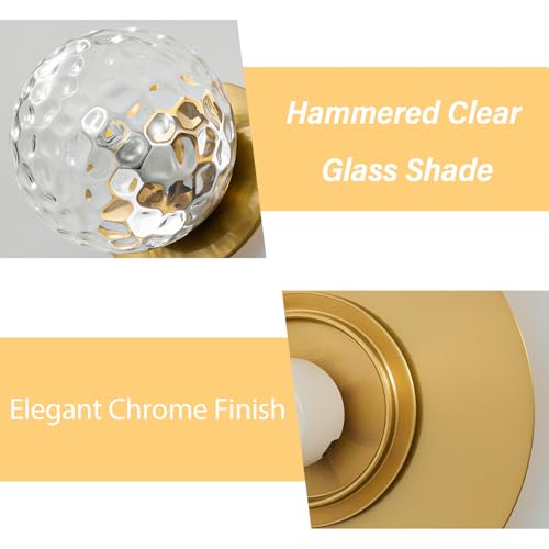 Image of Modern Gold Globe Wall Sconce,Single Light with Clear Glass Shade