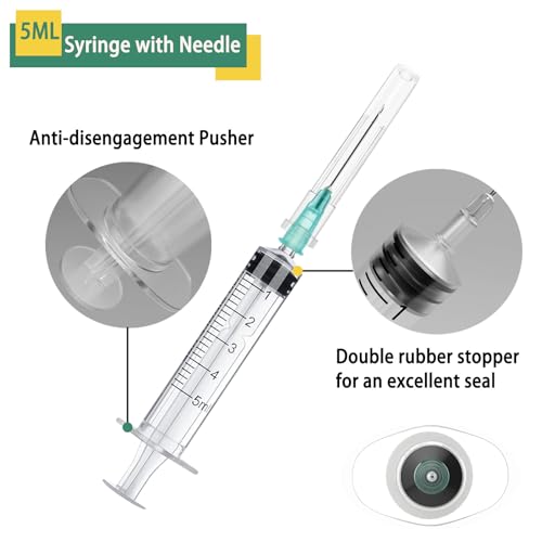 5ml Syring with Needle,21G 1.5 Inch Needle,25 Pack individually packaged