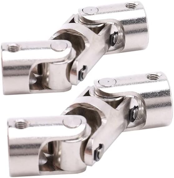 2Set Rc Double Universal Joint Cardan Joint Gimbal Couplings with Screw,10X10mm & 8X8mm| | - - (Color: Silver)
