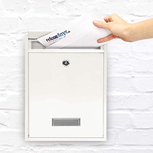 Relaxdays 10017415_W brievenbus, 26,5 x 35 x 8,5 cm, wit - Afbeelding 3