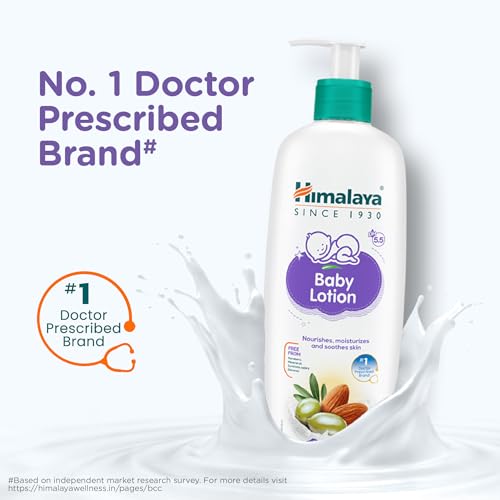 Image of Himalaya Gentle Baby Lotion 400ml with Almond oil, Olive oil, Country Mallow | No.1 Doctor-Prescribed Brand |pH 5.5 formulation | Nourishes and moisturizes your baby's skin | Safe for Newborns