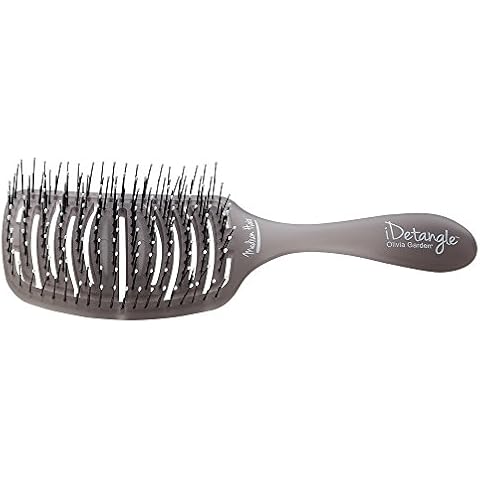 Olivia Garden iDetangle™ Detangling Hair Brush for Medium Hair - Detangle, Flexible Vented Hairbrush, Dual Curved Shape Cover