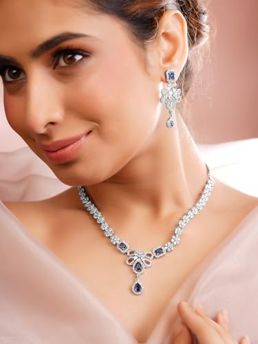 Image of Rubans AD Zircon Traditional Statement Necklace Set for Women