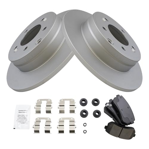 Image of TRQ Rear Brake Pad and Rotor Set Ceramic Coated Rotors Compatible with 2015 Hyundai Sonata 2014-2016 Kia Cadenza