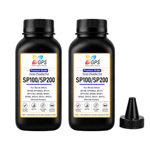 Image of GPS SP100 Toner Refill Powder Compatible for Ricoh SP100, SP111, SP111SU, SP200, SP210SU, SP310DN | Black | Pack of 2 (100g x 2) | Page Yield: 3000 Pages Total