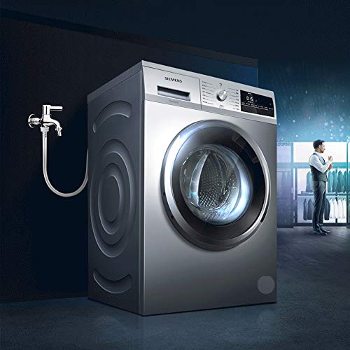 Honkijan Environmental Washing Machine Faucet All Copper Thickened Tap Water One Into Two Out 1/2 Inch Turn 3/4 Inch Chrome with Shut Off Garden Faucet
