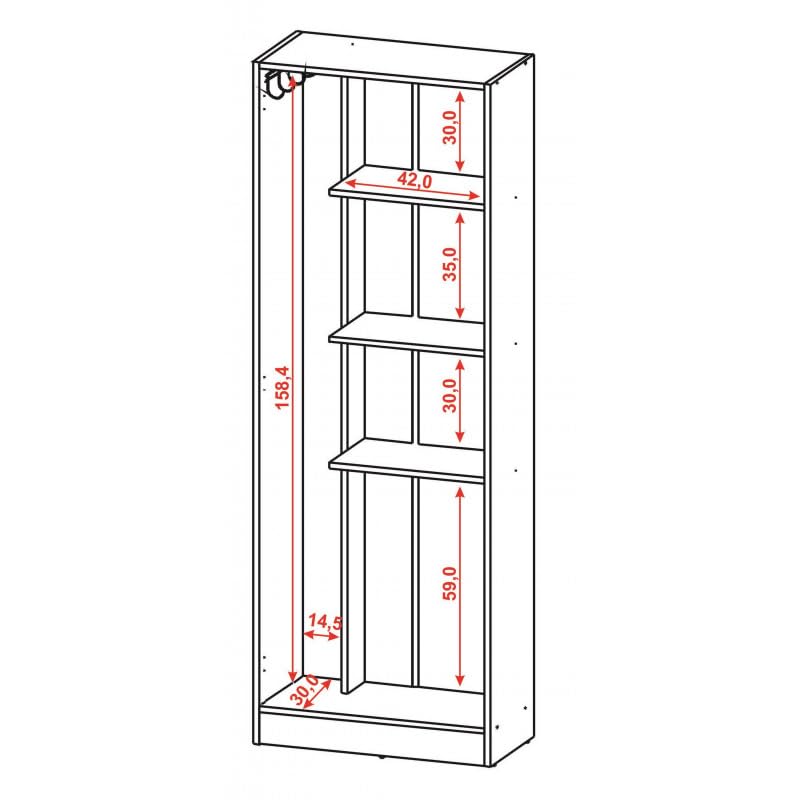 Armoire de Buanderie et Cellier Blanche 5 Niches L 61 H 170 P 31.8 cm