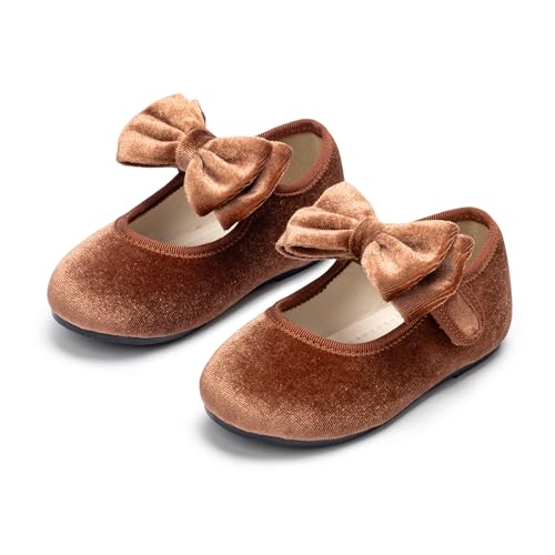 Image of PHIRAMIN Toddler Flower Girl Glitter Dress Shoes Little Girl Ballet Flats Bow Wedding Party