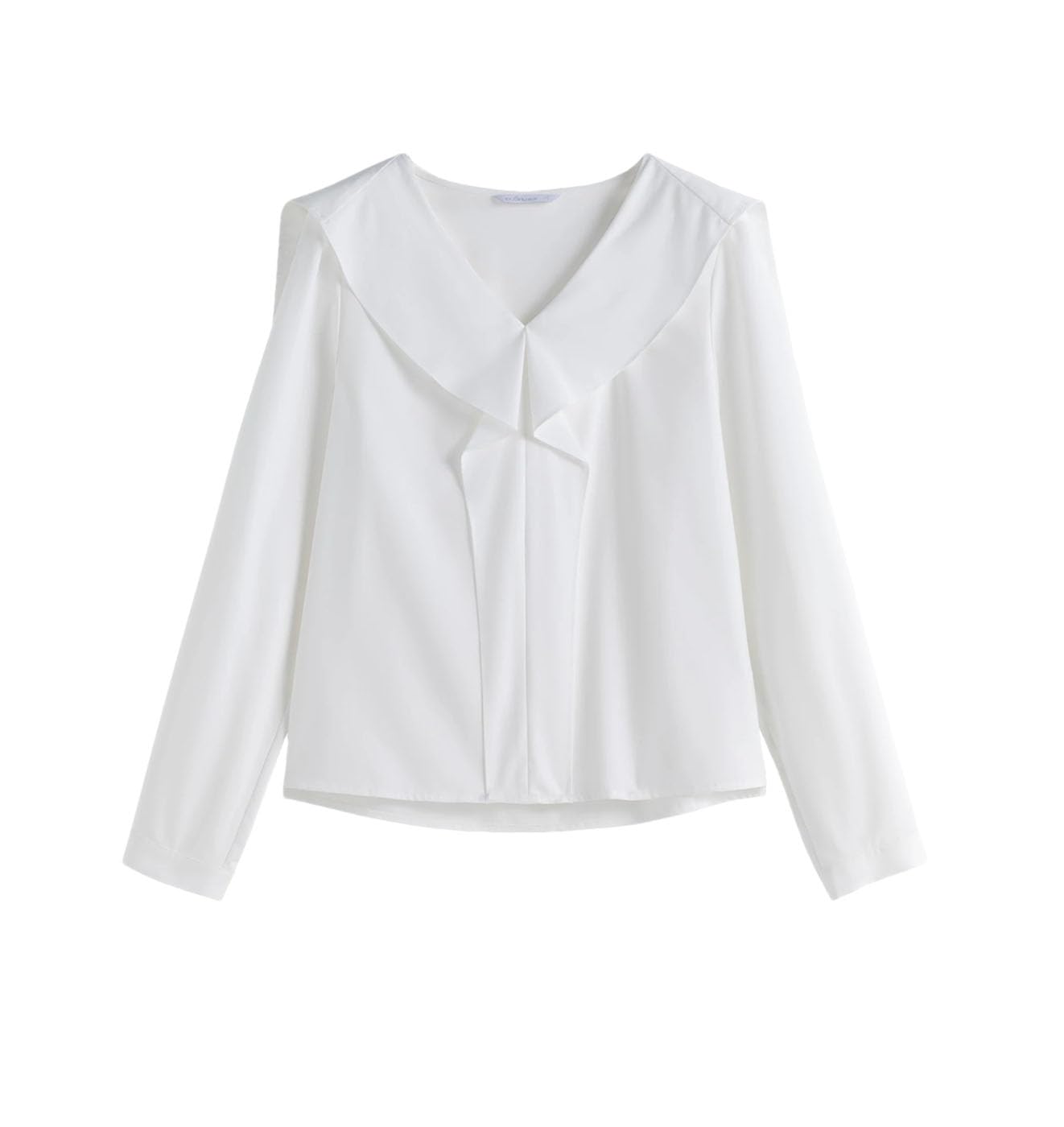 Camiseta informal de manga larga con cuello en V para mujer, ajuste regular, versátil