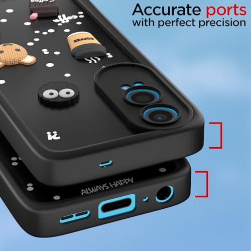 Image of Pikkme Bumper Case for OnePlus Nord Ce 4 Lite 5G | Cute Fun Cartoon 3D Bear Silicone Full Body Protection Back Cover (Black)