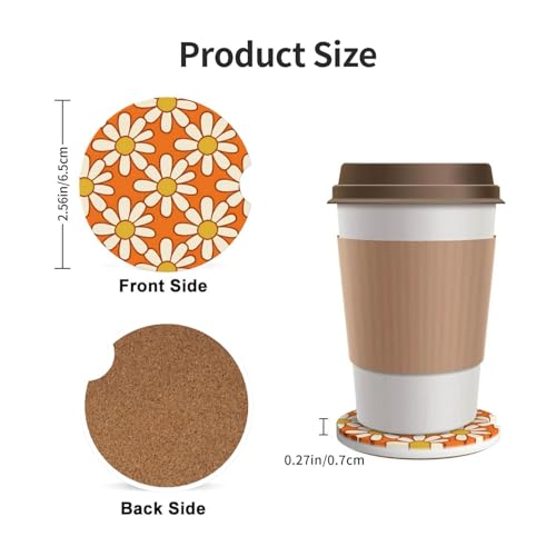 2 Pack Portavasos Vintage Daisies Naranja Cerámica miniatura 3