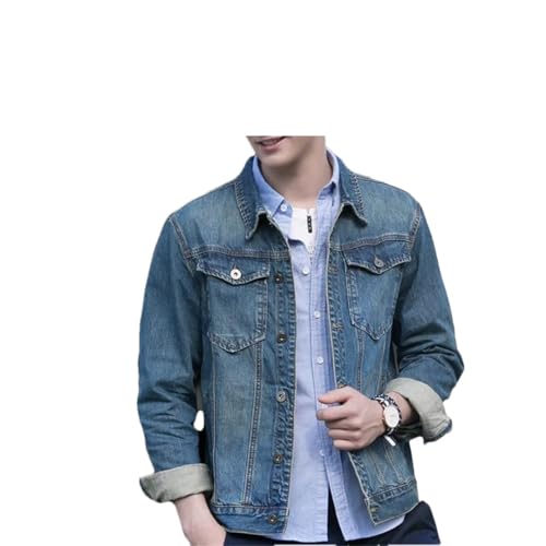 Herren-Jeansjacke, japanischer Retro-Stil, lässig, einteilig, für Männer, Hellblaue Jacke, L