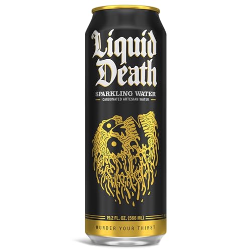 Liquid Death, Sparkling Mountain Water, 8-Pack (19.2oz Cans), Real Mountain Source, Infinitely Recyclable Ice-Cold Cans, American Made