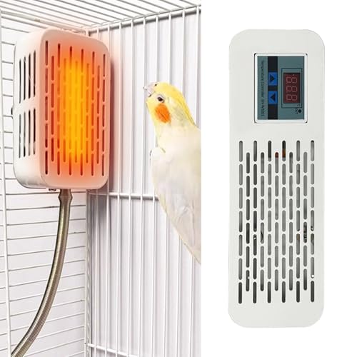 MANON ROSA Bird Cage Heater with Adjustable Temperature Control - No-Light Warming Device for Parakeets Chicks Parrots - Pet Rapid Heating Winter Equipment for Small Medium Large Cage (Small)