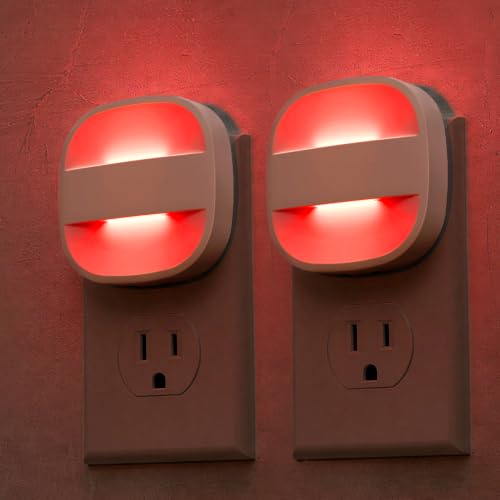 Image of L LOHAS LED Red Night Light, Dusk to Dawn Sensor Nightlight 2 Pack