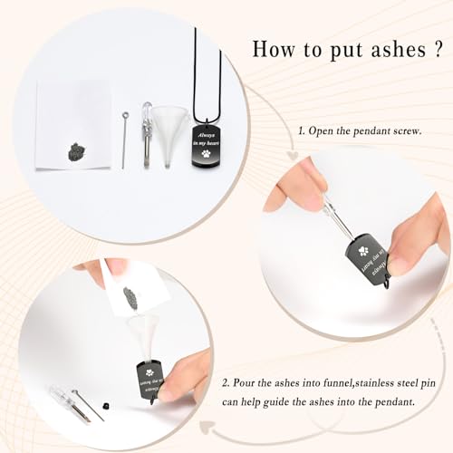 Minicremation Cremation Jewelry Urn Necklace for Ashes for Women & Men Always in My Heart Paw Print Urn Necklace Memorial Keepsake Pendant with Filling Kit3