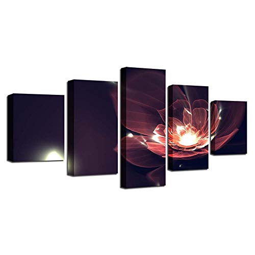 Toile Lotus lumineux 5 pièces tableau décoration murale moderne idée cadeau sans cadre