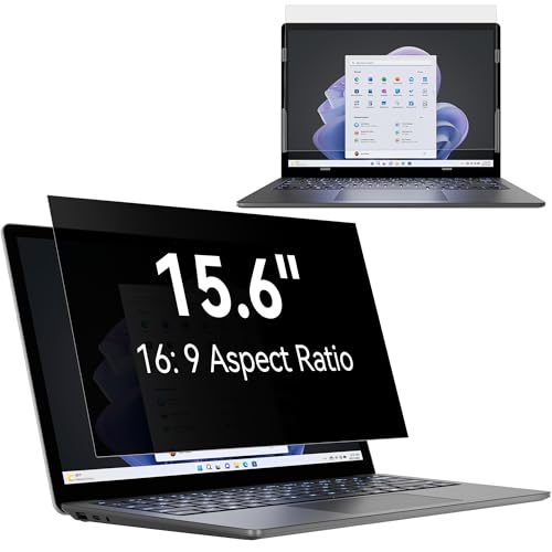 Filtre de Confidentialité 15.6 Pouces Aspect 16:9, Film Ecran Ordinateur Confidentialité Portable Compatible avec Lenovo/ThinkPad/Acer/Dell/HP/Asus/Sony, Amovible Anti-Lumière Bleu Protection Ecran PC