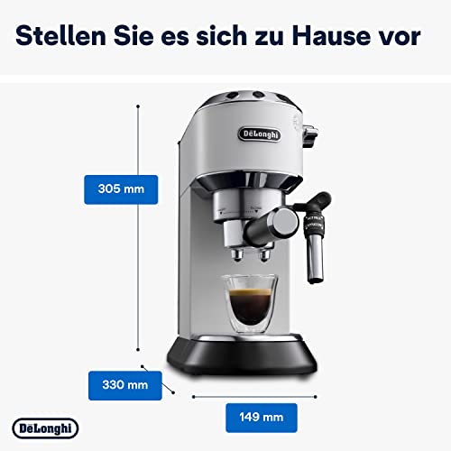 De'Longhi Dedica Style EC 685.W Espresso Siebträgermaschine, Espressomaschine mit Professioneller Milchschaumdüse, 1… – Bild 7