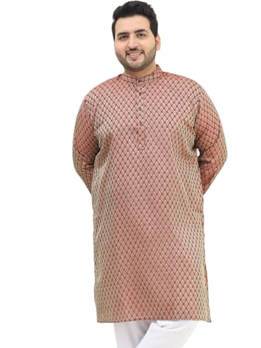 Image of SOJANYA Plus (Since 1958) Men's Cotton Linen Foil Printed Only Long Kurta