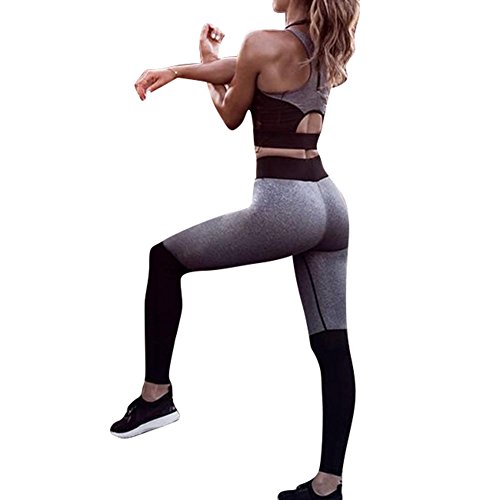 hibote Damen Sportswear 2 Teile/Satz Trainingsanzug Hohe Elastizität Sportbekleidung Halfter Sport-Tops + Leggings Fitness Anzüge Für Yoga, Laufen Und Andere Aktivitäten Cover