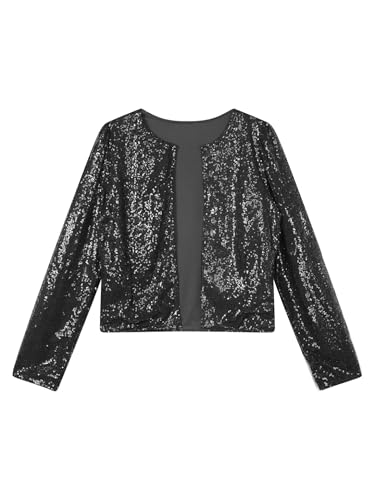 Men's Sparkle Bolero Cardigan Jacket Sequined Long Sleeve Shirt Tops Open Front Shimmer Coat3