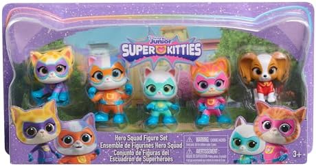 Just Play Disney Junior SuperKitties Hero Squad 5-Piece Figure Set, Kids Toys for Ages 3 Up