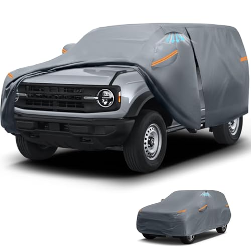 Waterproof Ford Bronco/Ford Bronco 4 Door (2020-2026) Car Cover with Breathable Vents [2026 Upgrade] Premium Covers with Cotton Liner and Zipper Door Sun Rain Snow Dust Uv Protection.